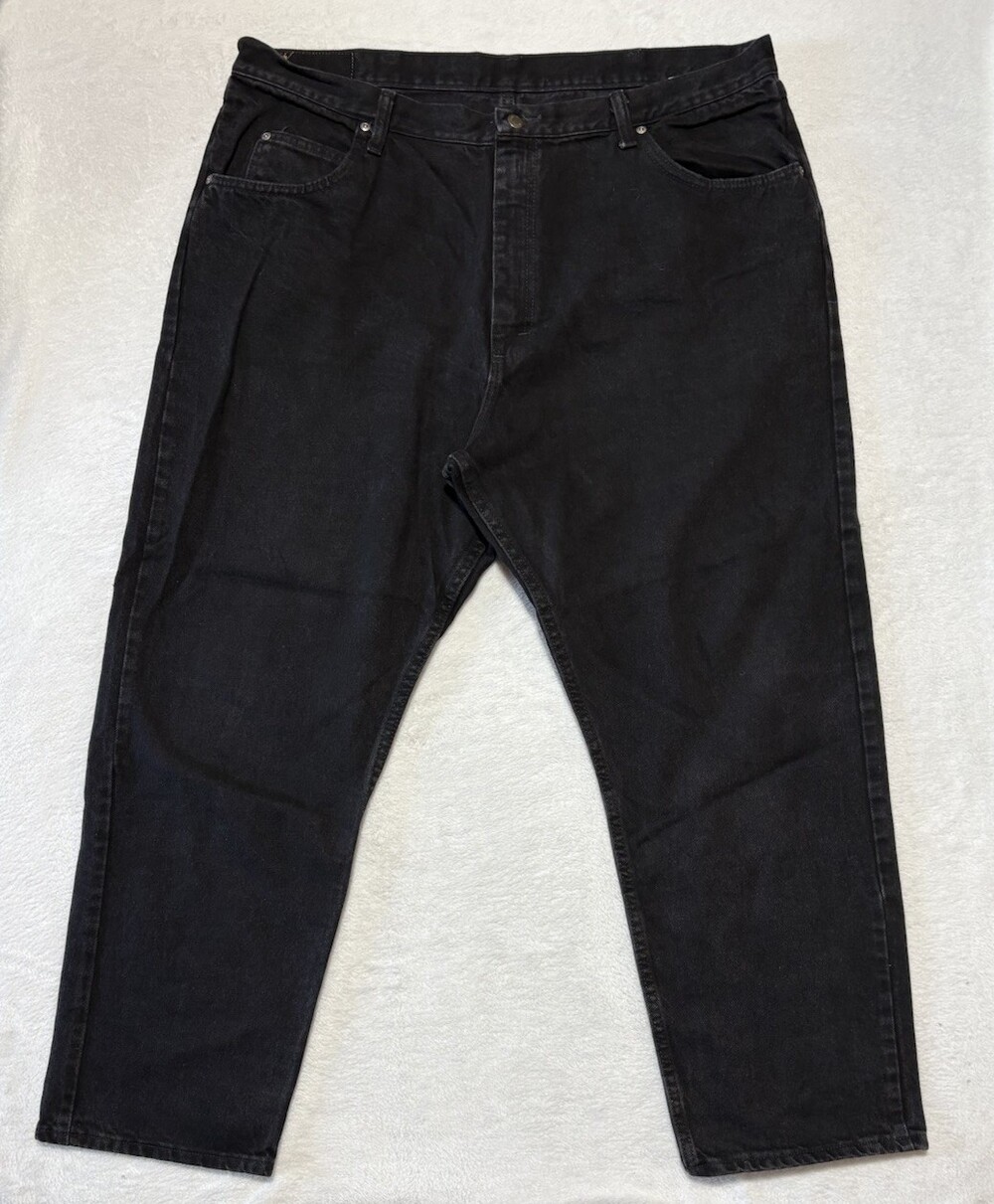 Wrangler Jeans Mens 42 x 30 Relaxed Fit Black Straight Leg Denim